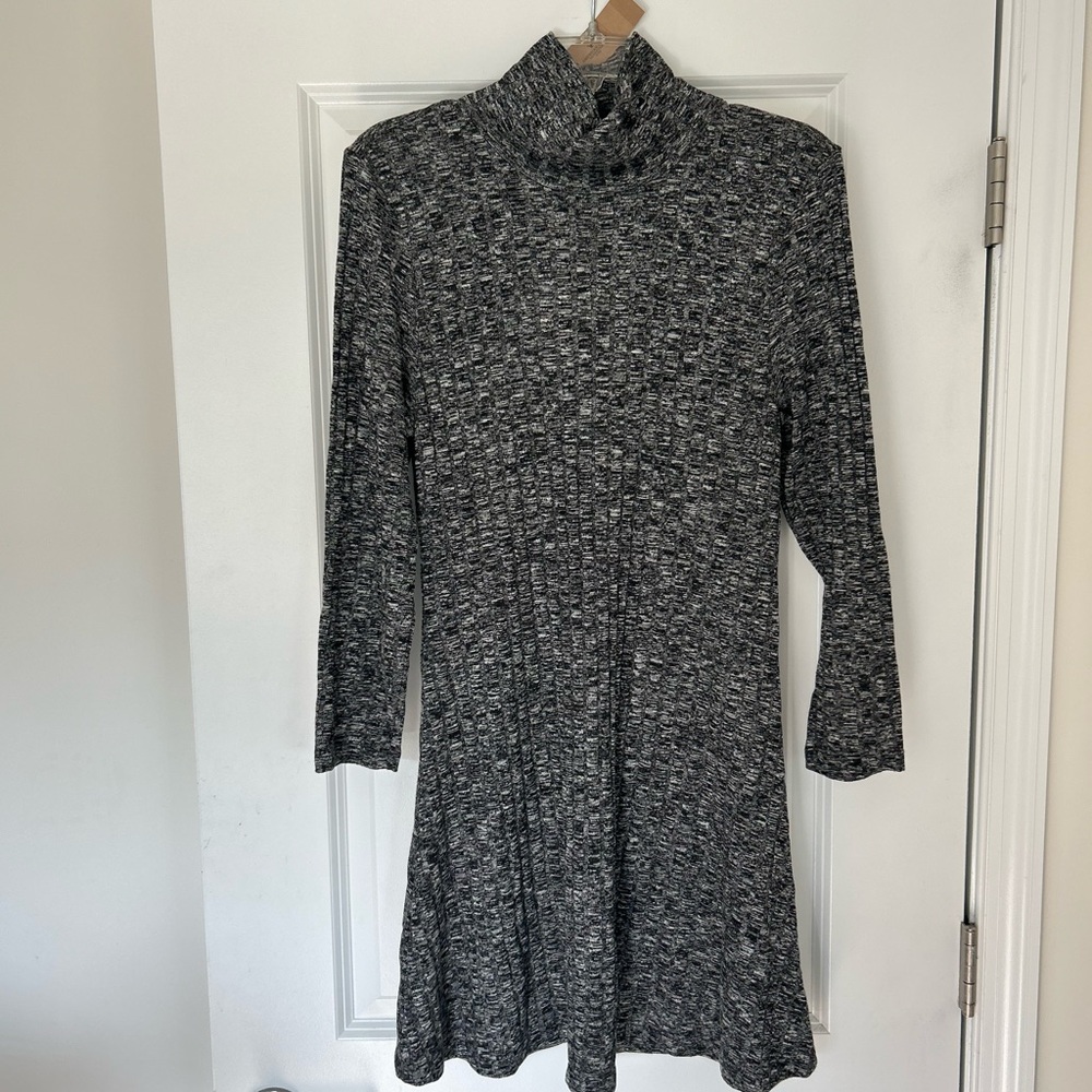 Gray/white Turtleneck Sweater Dress